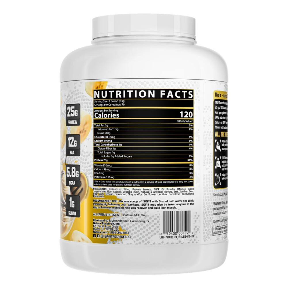 IsoFit Banana Froster | Proteína Aislada de Suero | 5 lb - Nutrex IsoFit Banana Froster | Proteína Aislada de Suero | 5 lb - Nutrex