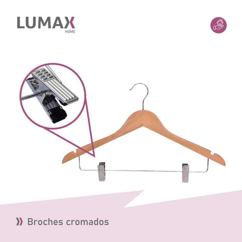 Percha de madera con pinzas resistente Percha de madera con pinzas resistente