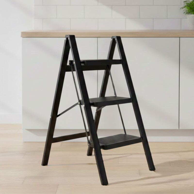 Escalera de 3 niveles metal 39x59x76cm NEGRO