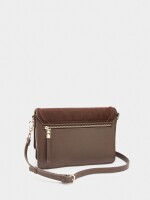 Bolso Bandolera Con Solapa Y Detalles De Piel marron