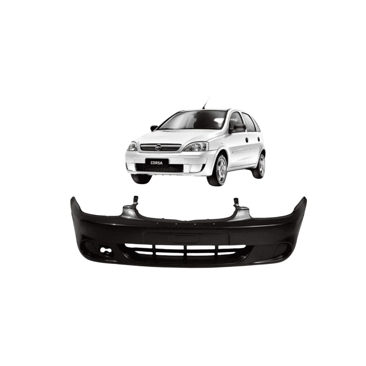 PARAGOLPE DELANTERO NEGRO LISO S/CAM. CON AGUJERO MOLDURA INFERIOR 