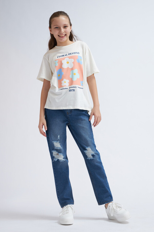 Pantalón de jean Mom Fit Roto Azul