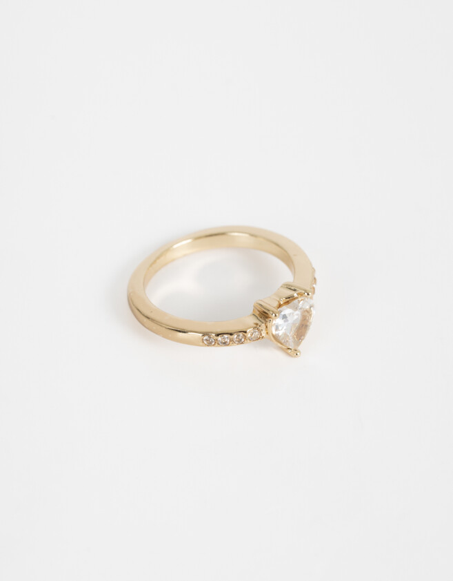 Anillos Chicos Strass Anillo Con Corazón Y Strass - Dorado