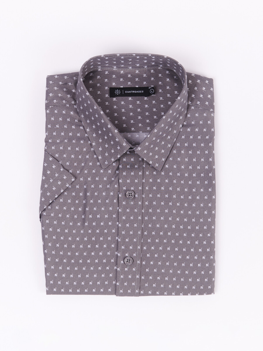 Camisa m/c estampada - gris 