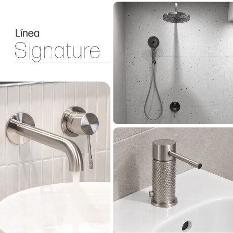 JUEGO DE GRIFERIA SIGNATURE BRUSHED NICKEL LAVATORIO PARED GRIS-BRUSHED NICKEL
