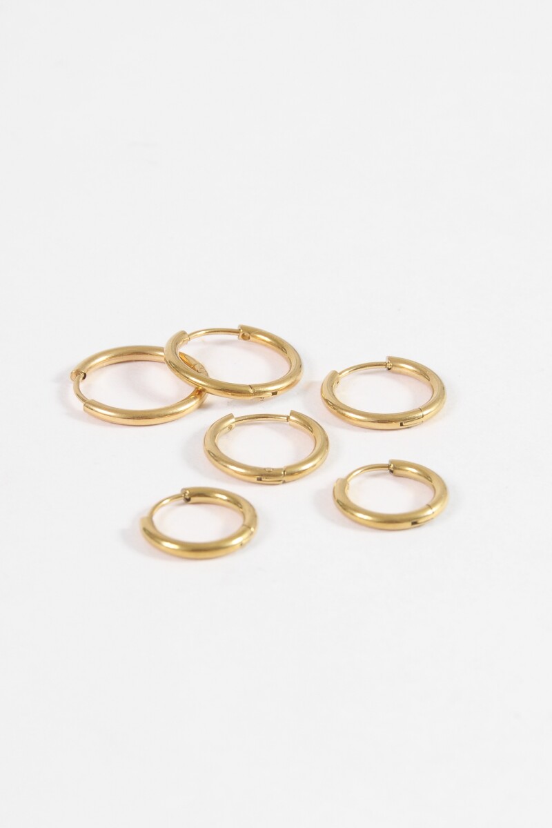 Set de 3 aros acero quirúrgico dorado