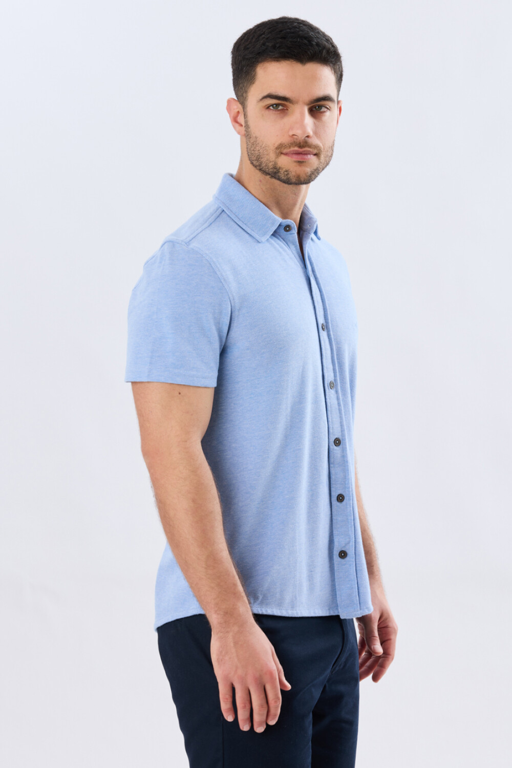 CAMISA PIQUÉ LISA Celeste