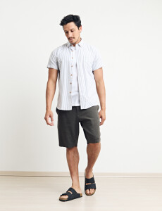 012672 CAMISA HARRINGTON LABEL Kaki / Blanco