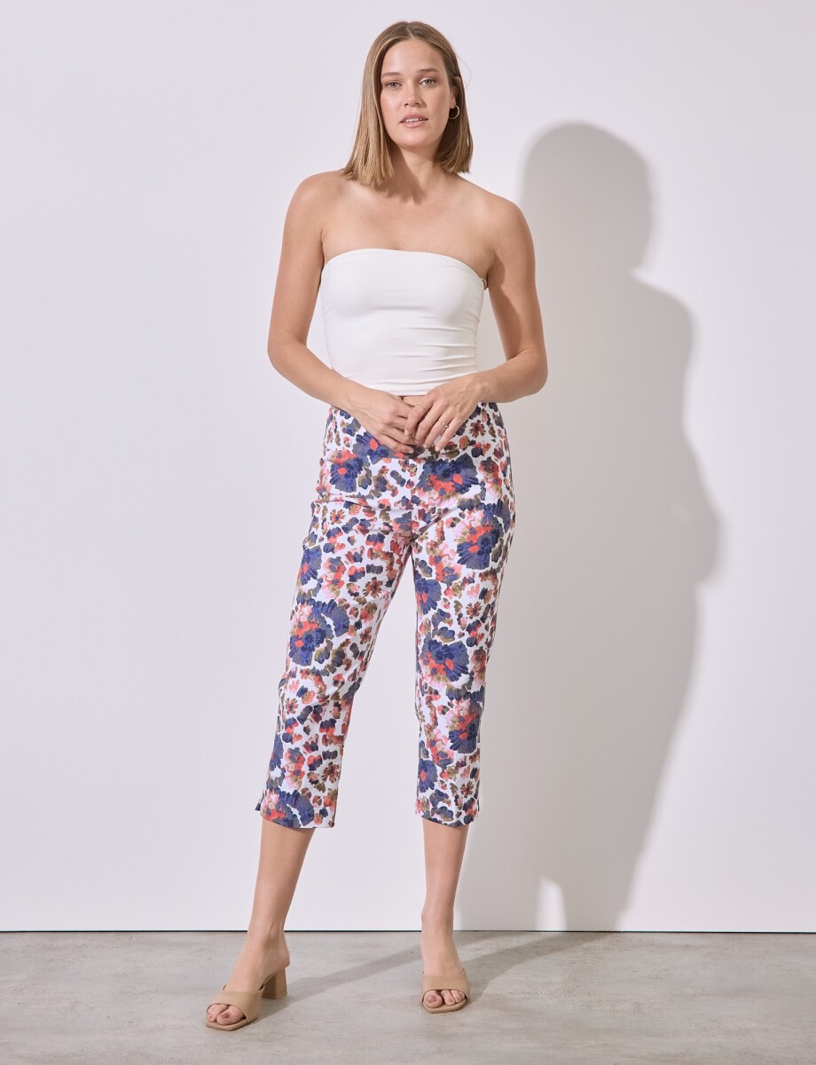 Capri Pull On Print - Multi/azul 