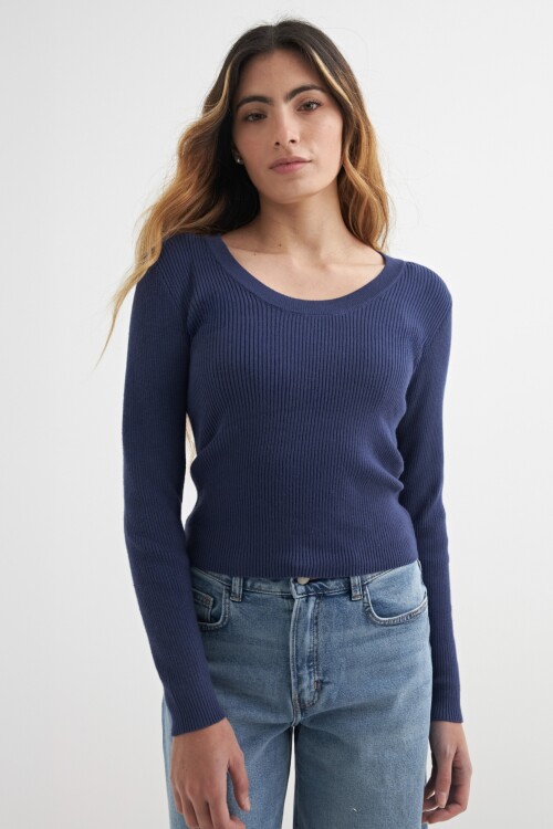 Sweater cuello redondo AZUL MARINO