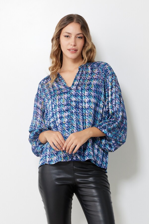 Blusa Gasa Lurex MULTI/AZUL