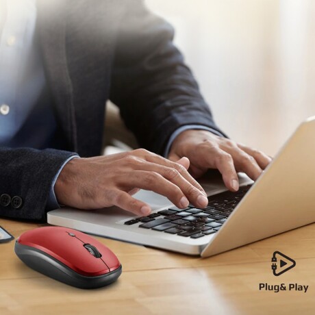 Mouse Inalámbrico de Alta Precisión Ergonómico Promate Hover Rojo