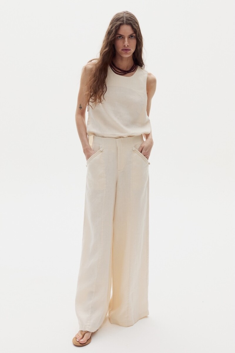 Pantalón Captain en Lino Cream