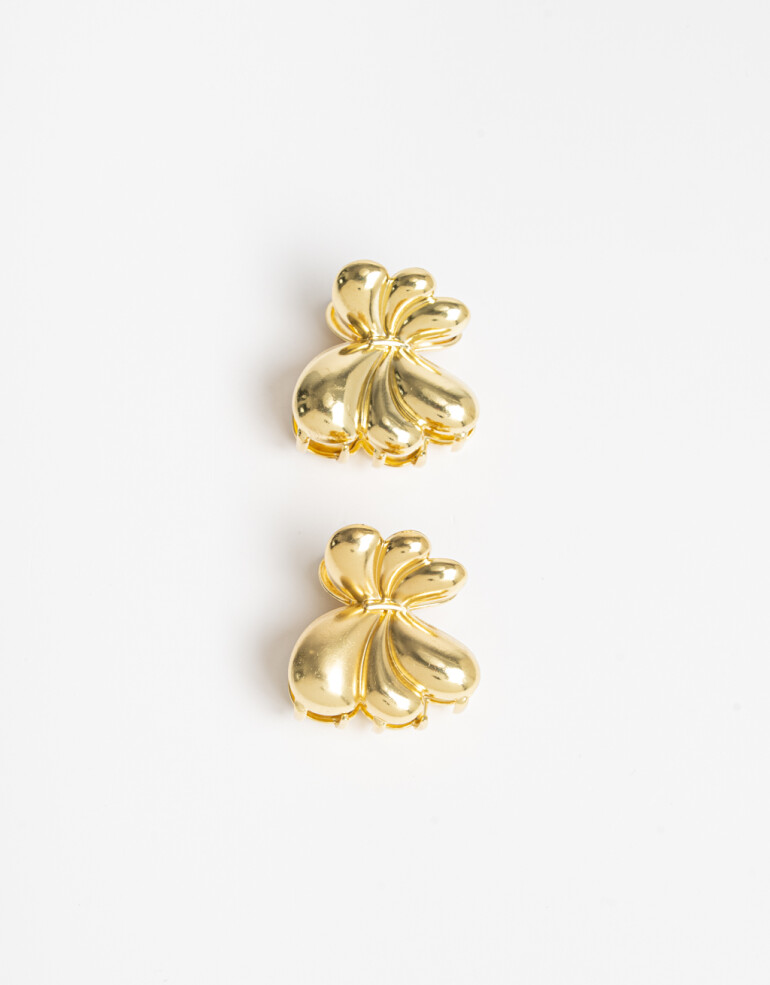 Broches Sets Metal Set X2 Mini Broches Metálico Flor Glossy. - Dorado