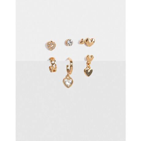 Set De Mix Aros Corazones Dorado