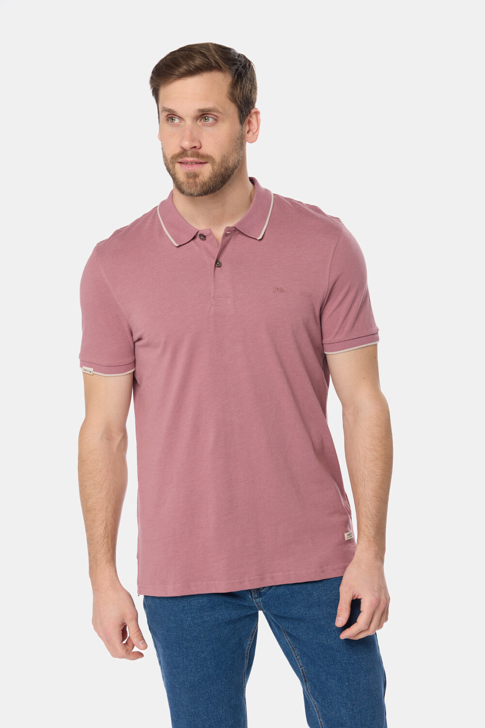 REMERA POLO JERSEY RAYADA Rosa