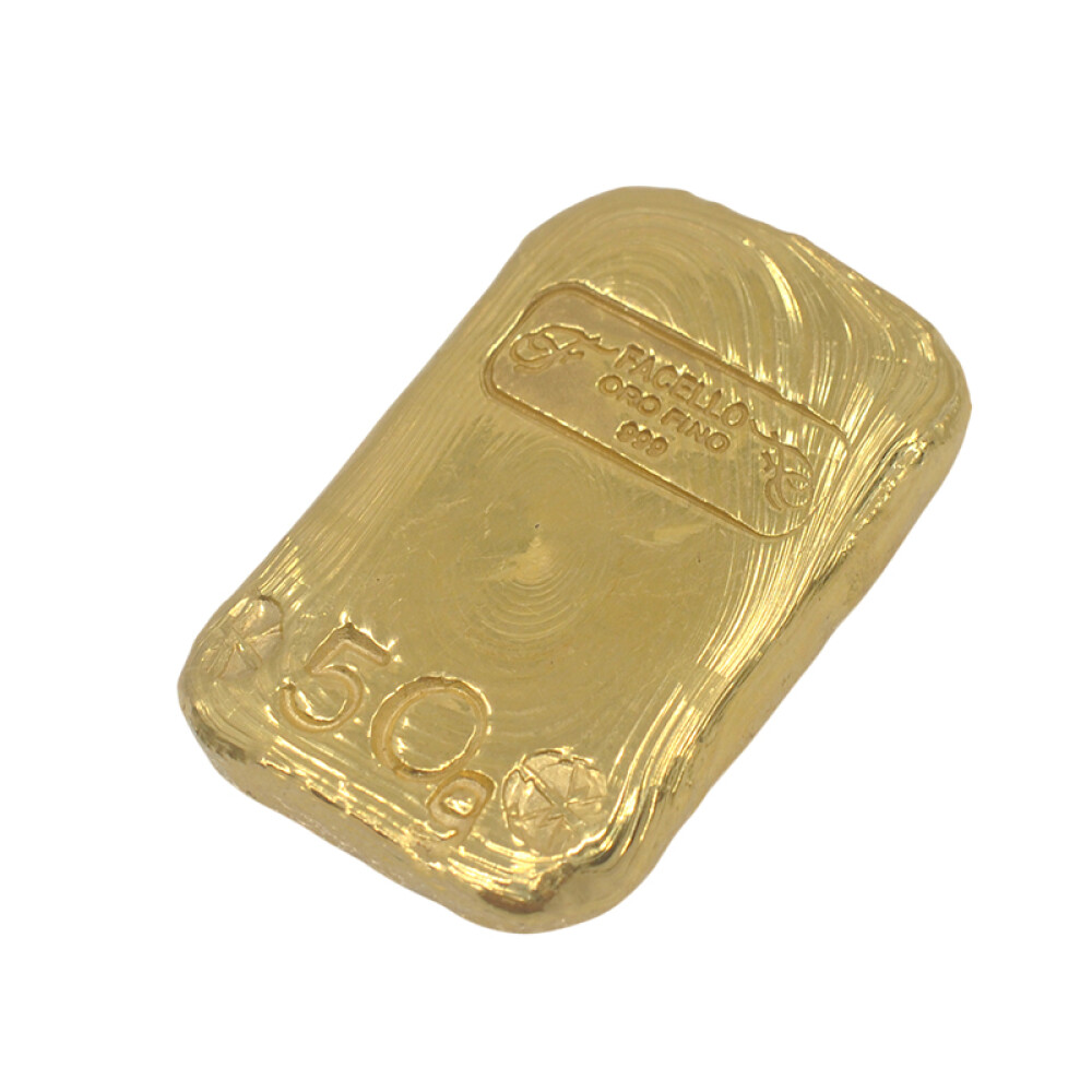 Lingote 50 gr de oro fino 999. Sellado Joyería Facello Lingote 50 gr de oro fino 999. Sellado Joyería Facello