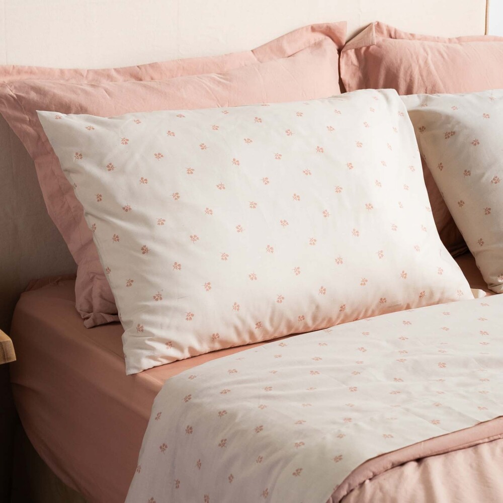 JUEGO SÁBANAS QUEEN ALGODON-Y-POLIESTER ROSA BOUQUET