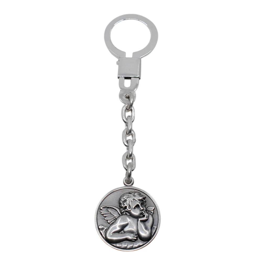 Llavero plata 925 con medalla Angel. Diámetro 27 mm Llavero plata 925 con medalla Angel. Diámetro 27 mm