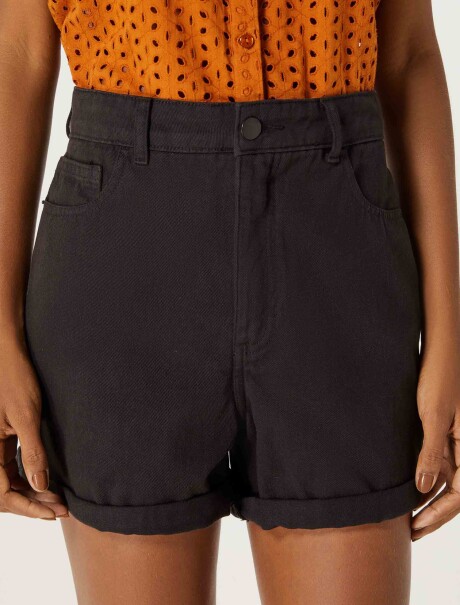 SHORT DE JEAN EN CINTURA ALTA NEGRO