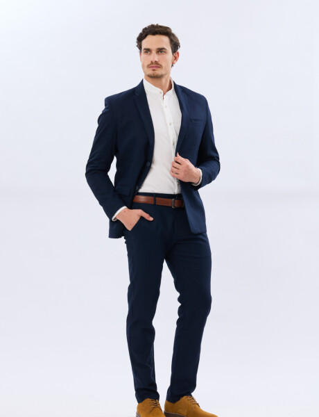 PANTALON CLÁSICO DE LINO Azul