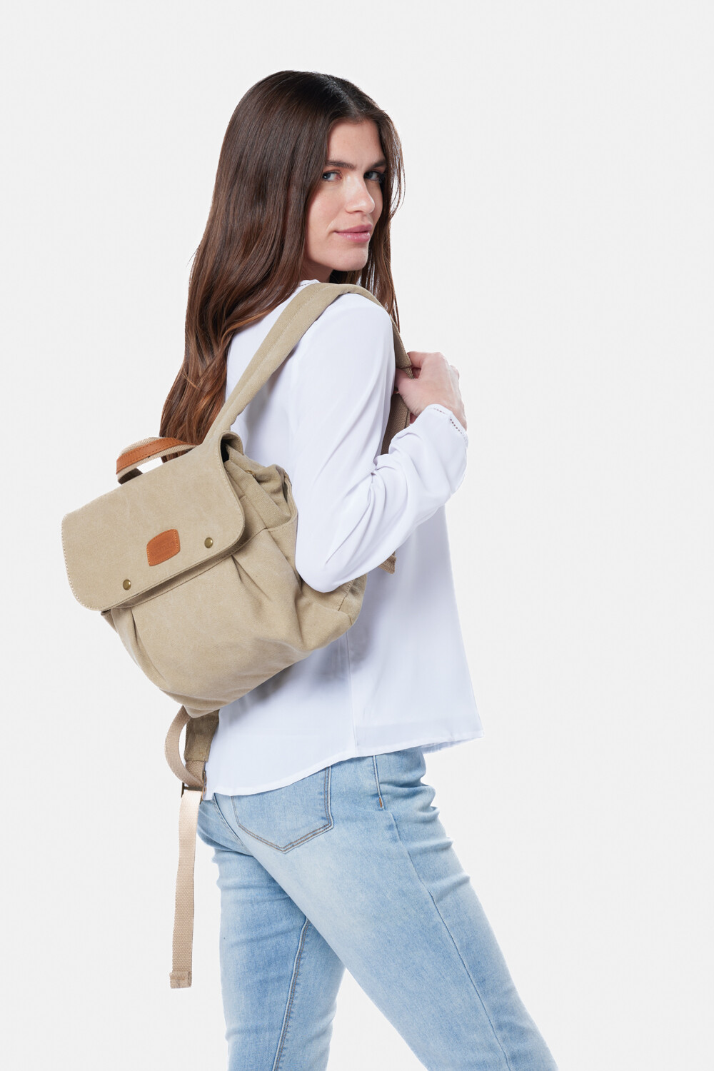 MOCHILA EN CANVAS Beige