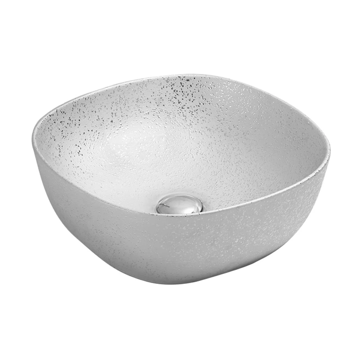 Bacha Semi-Cuadrada De Loza Gris Con Brillo De Apoyo 42X42 