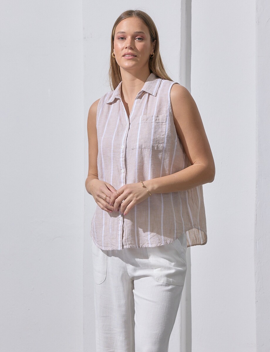 Camisa Lino - Beige/multi 