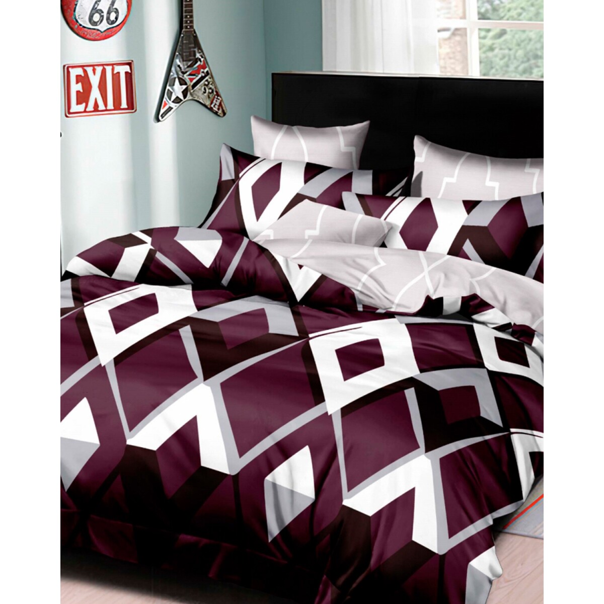 Manta capitoneada Cotton Flor 2 plazas sommier 2.25 x 2.45 mts con porta almohadas 