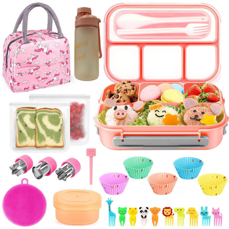 Set X27 Lunchera Térmica Tupper Vianda+ Botella+ Acc Rosa