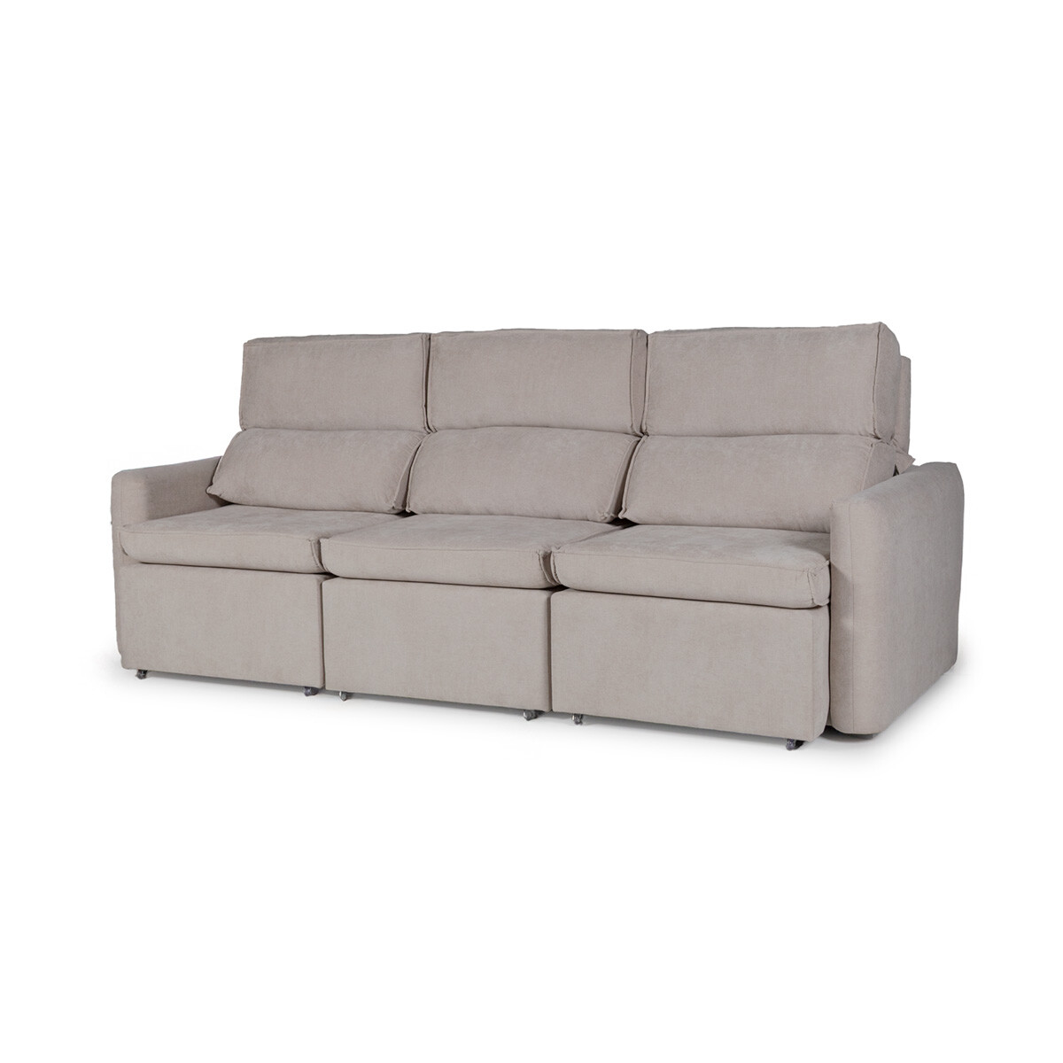 Sofá Santiago (Rebatible) - Tela Microfibra - 3 cuerpos - TC 1010 (Beige) 