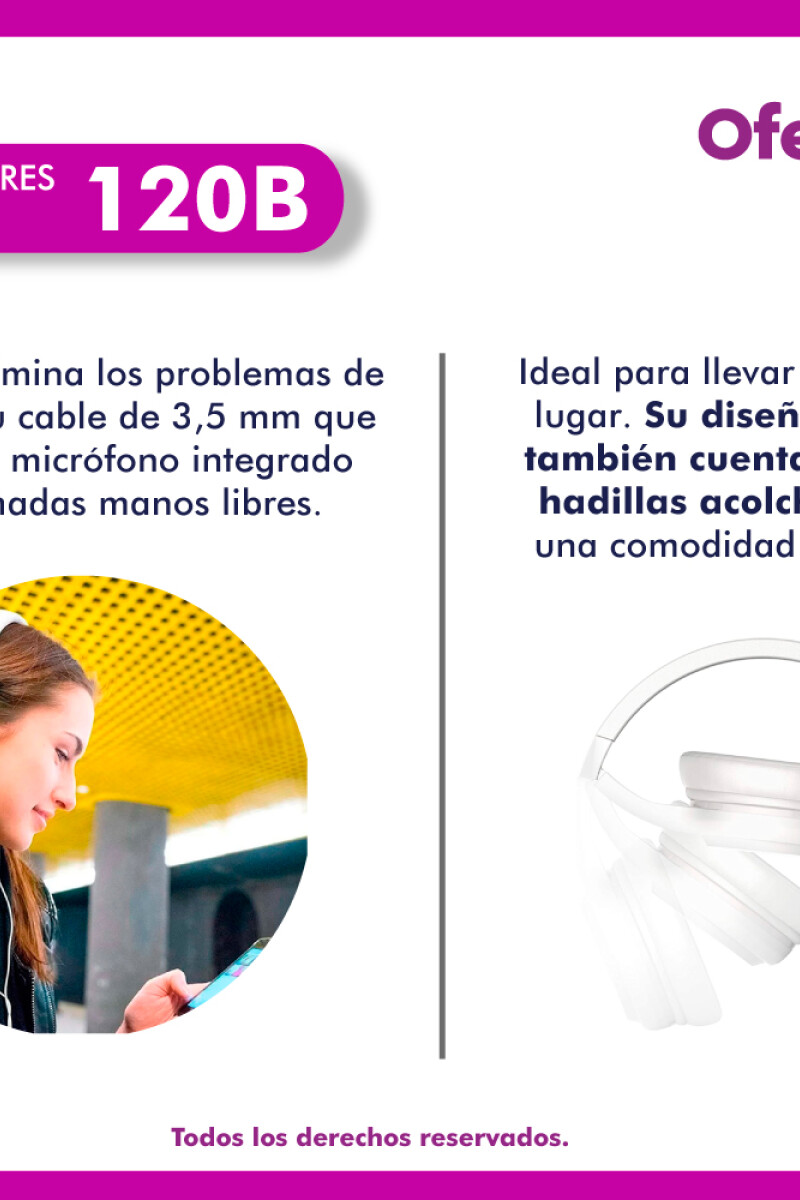 Auriculares Vincha Casco Micrófono Motorola Pulse 120 Blanco
