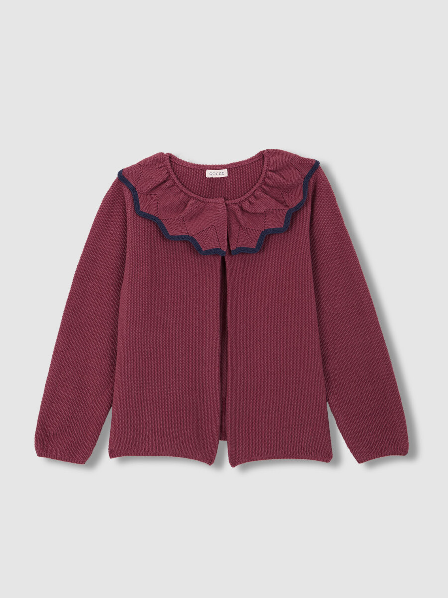 Chaqueta Manga Tres Cuartos Ancha Con Cuello Berenjena