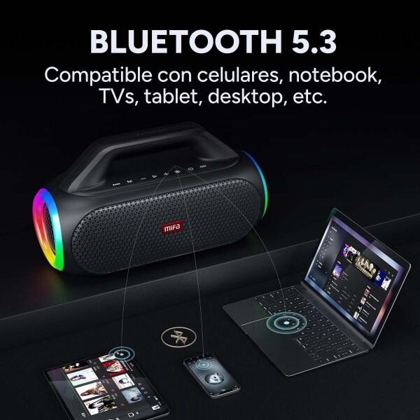 Parlante Bluetooth Portátil Mifa Inalámbrico IPX8 60W Wildbx Color Negro