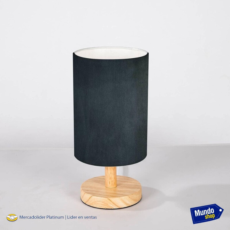 Lampara Portatil De Mesa Veladora Bogota Madera Y Lino Negro