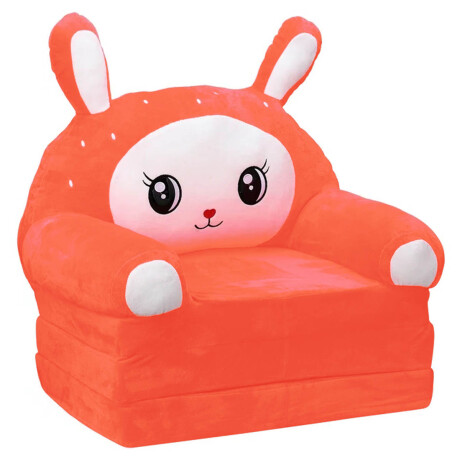 Sillón Cama Plegable 2 En 1 Infantil Animales Felpa Naranja
