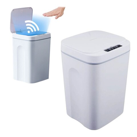 Papelera Cesto Basura Automatica 16l Basurero Sensor Color Variante Blanco