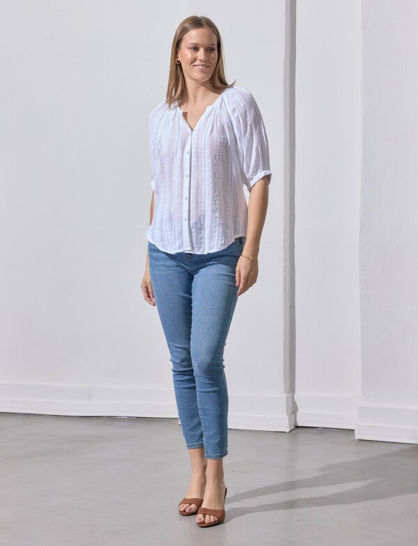 Blusa Detalle Calado BLANCO