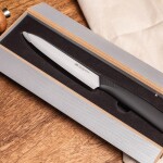 CUCHILLO 15CM EN CERAMICA MANGO NEGRO CAJA MADERA CUCHILLO 15CM EN CERAMICA MANGO NEGRO CAJA MADERA