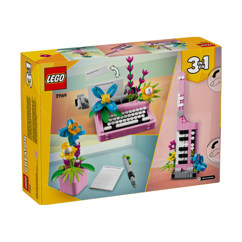Máquina de Escribir con Flores Lego Máquina de Escribir con Flores Lego