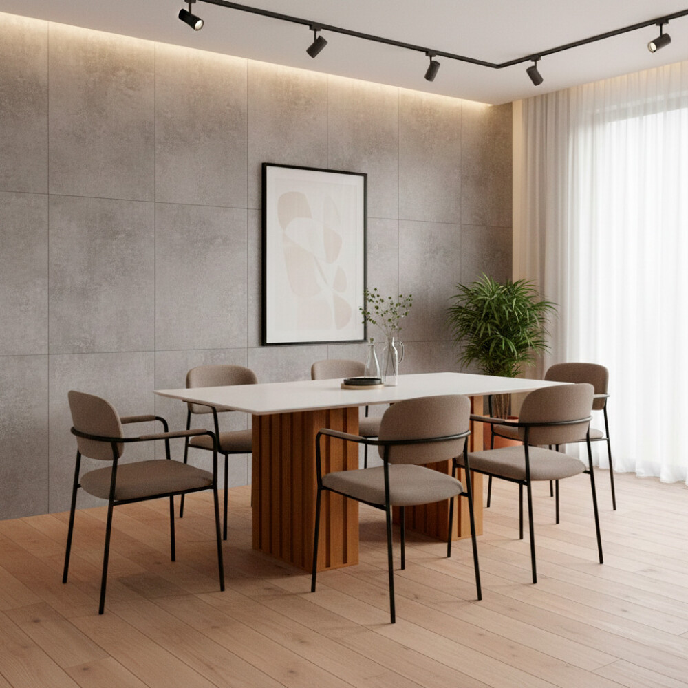 MESA SANTIAGO RIPADA 1.60X0.90 C/VIDRIO COLOR BRANCO (43) Mesa Santiago Ripada 1.60x0.90 C/vidrio Color Branco (43)