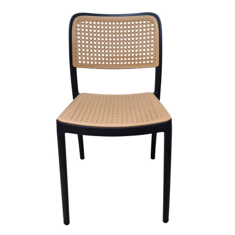 Silla De Diseño Interior y Exterior con Tejido Simil Ratán - Negro Silla De Diseño Interior y Exterior con Tejido Simil Ratán - Negro