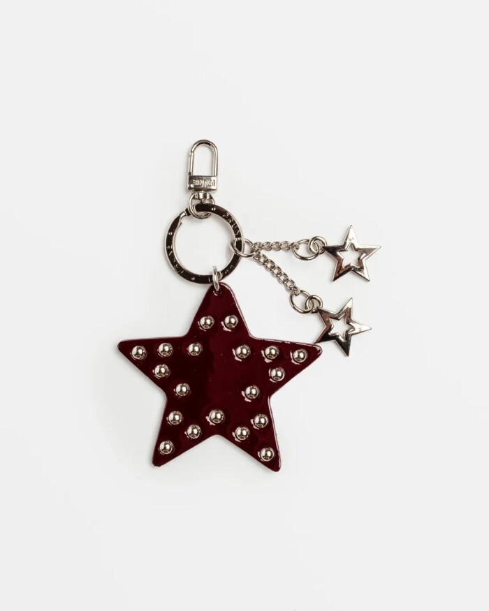 Llavero Kenia en cuero charol Negro