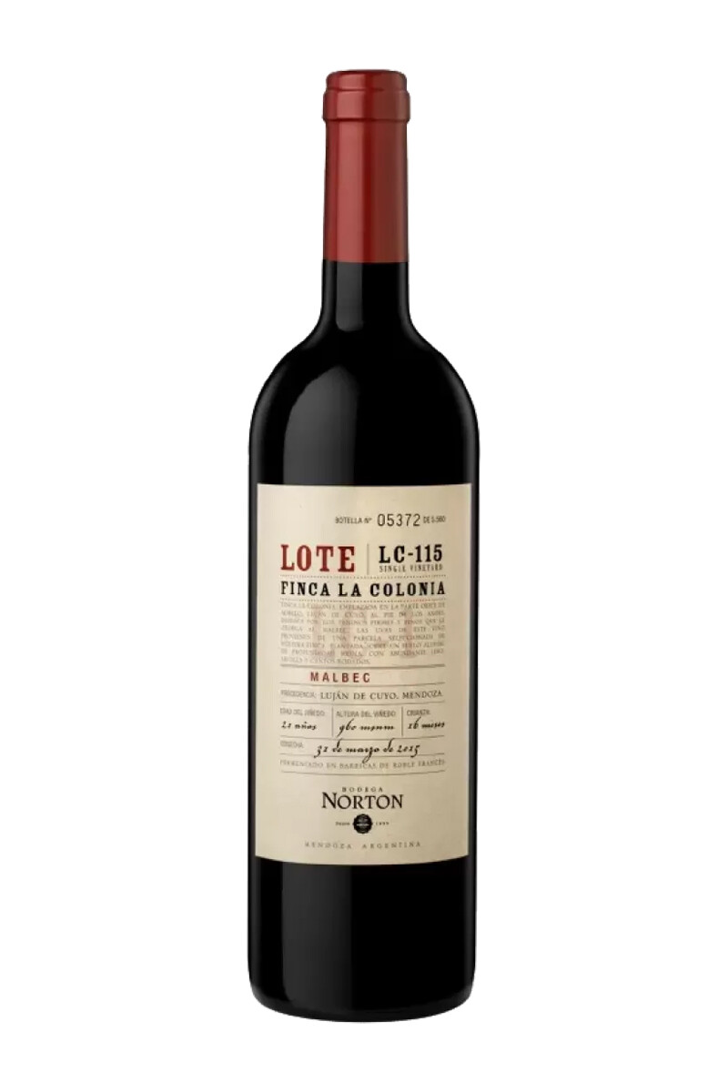 Vino Norton Lote Finca La Colonia Malbec 750 ml 