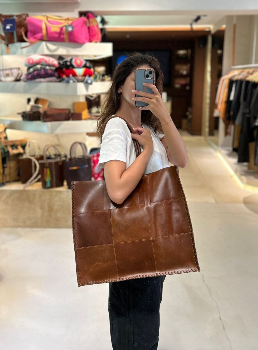 Leather Tote Bag - Camel 