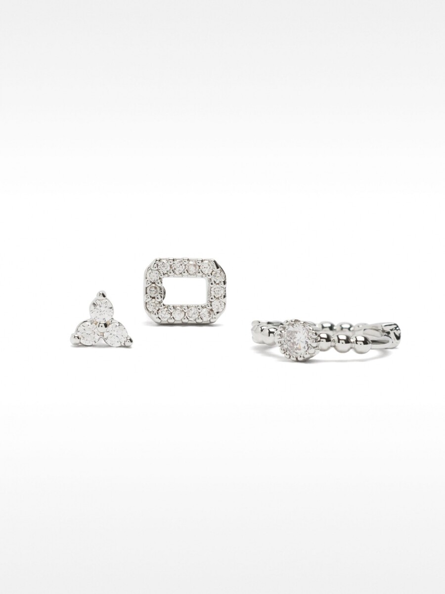 Set De Pendientes Con Circonitas plateado