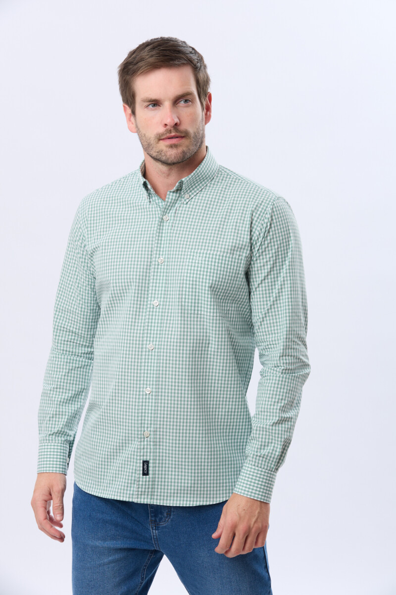 CAMISA CUADROS MANGA LARGA - Verde 