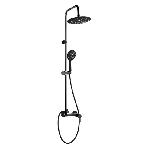 Griferia Barral De Ducha Negra Con Roseta Redonda 23Cm NEGRO