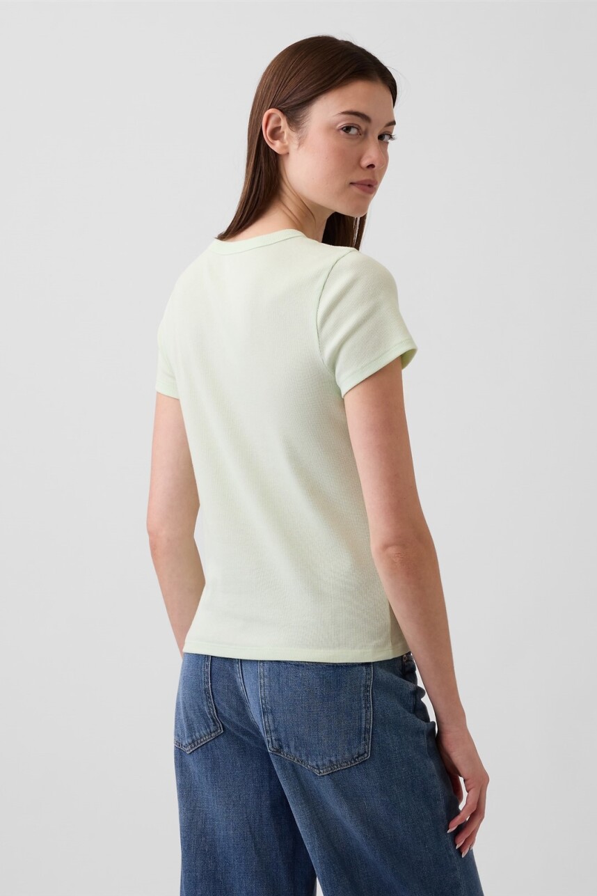 Remera Rib Manga Corta Mujer Pod Green