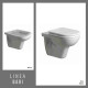 JUEGO INODORO, TAPA, MOCHILA Y BIDET PARA COLGAR FERRUM LINEA BARI descarga a 25cms. 000